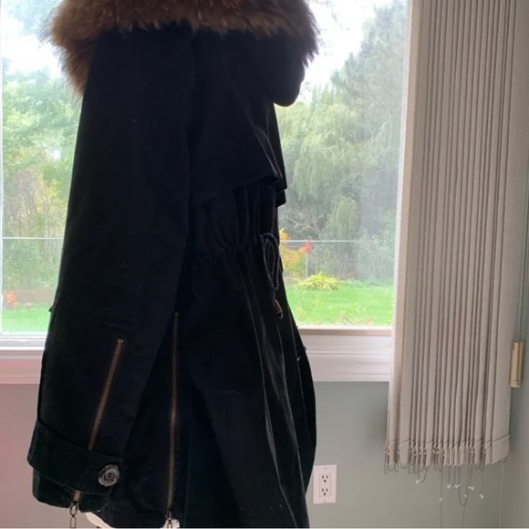 Coat with real fur trim - Picture 4 of 4